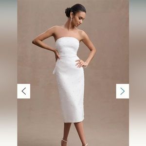 Sachin & Babi Gemma Strapless Back-Bow Pearl Midi Dress